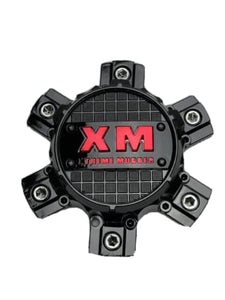 Xtreme Mudder Gloss Black Red Logo Wheel Center Cap 0211-139 - Wheel Center Caps