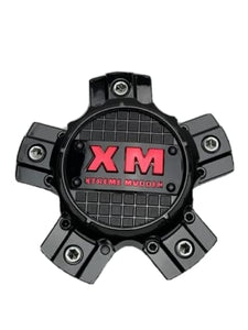 Xtreme Mudder Gloss Black Red Logo Wheel Center Cap 0211-150 - Wheel Center Caps