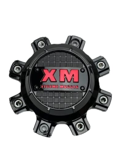 Xtreme Mudder Gloss Black Red Logo Wheel Center Cap 0211-8X180 - Wheel Center Caps