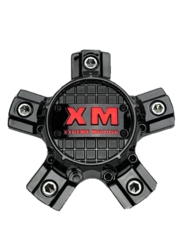 Xtreme Mudder Gloss Black Red Logo Wheel Center Cap 0211A-127 replacement wheel center cap part 0211A-127