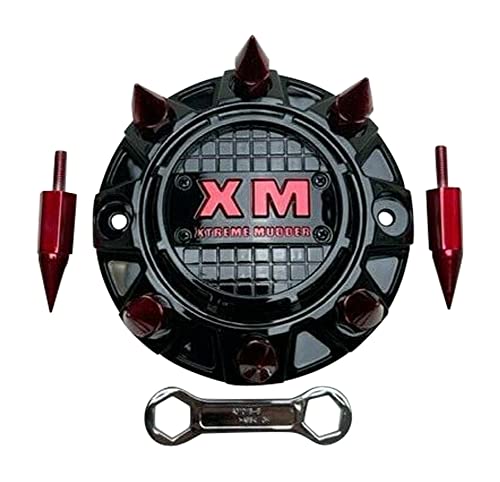 Xtreme Mudder Gloss Black Red Spikes Wheel Center Cap A0101B replacement wheel center cap part A0101B
