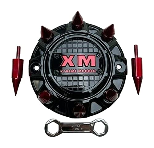Xtreme Mudder Gloss Black Red Spikes Wheel Center Cap A0101B - wheelcentercaps