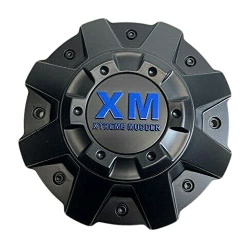 Xtreme Mudder Matte Black and Blue Logo Wheel Center Cap C-864-1-XG C-5240-1-SG replacement wheel center cap part C-864-1-XG
