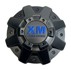 Xtreme Mudder Matte Black and Blue Logo Wheel Center Cap C-864-1-XG C-5240-1-SG - wheelcentercaps