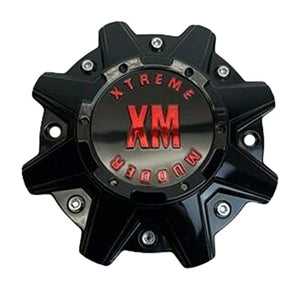 Xtreme Mudder Wheels CW0396 CW0396-XM Gloss Black and Red Logo Wheel Center Cap - wheelcentercaps